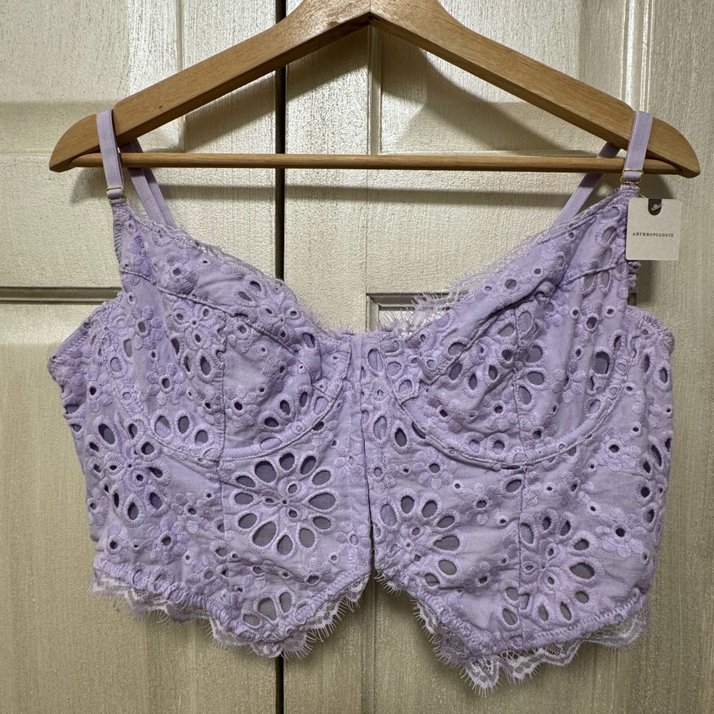 NWT Anthropologie XL The Giselle Lace Bustier Lavende Eyelet Edition - Picture 2 of 11